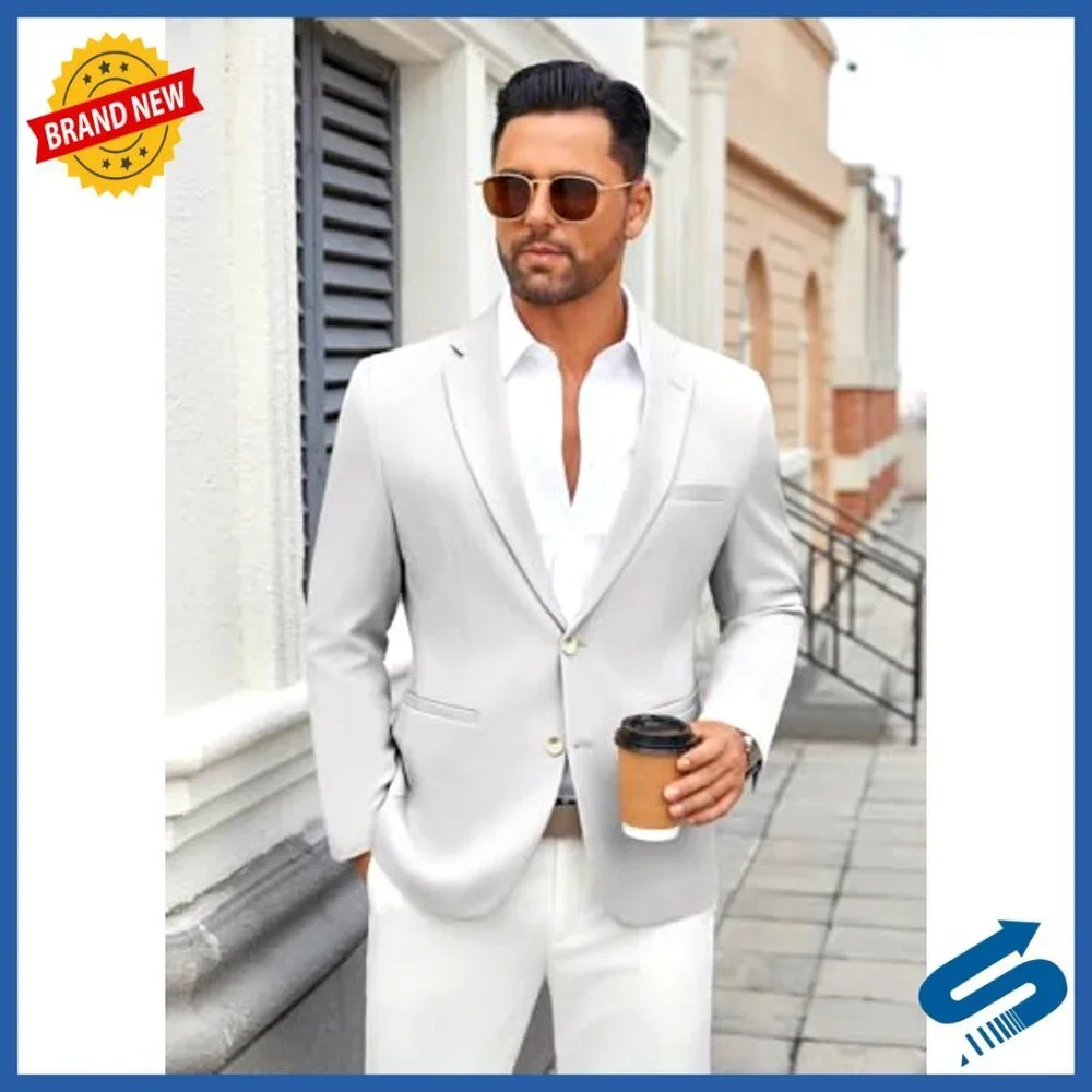 Lightweight Regular Fit Blazer Sport Coat Two Button Casual Business Jacket